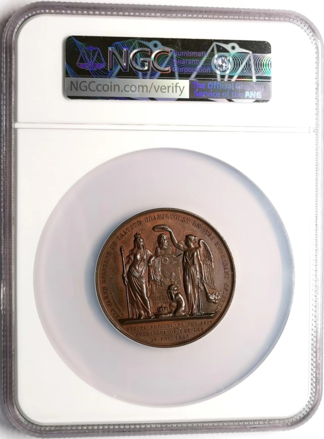 凡希社世界钱币微拍第二百三十四期 1890荷兰威廉三世逝世纪念大铜章NGC-MS62