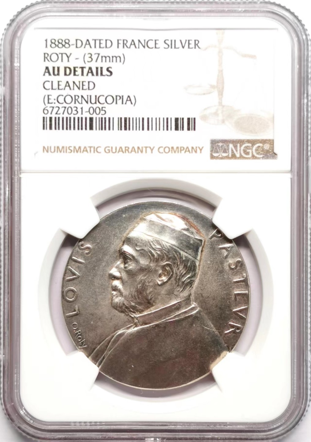 凡希社世界钱币微拍第二百三十四期 1888法国疫苗之父巴斯德纪念银章NGC-AUD