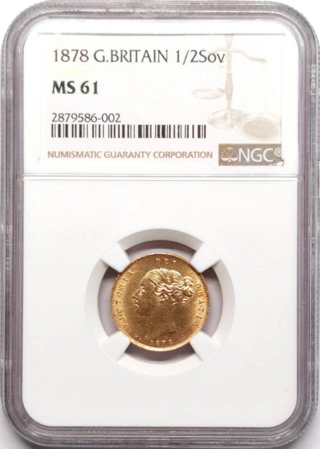 凡希社世界钱币微拍第二百三十四期 1878英国小维1/2索维林金币NGC-MS61
