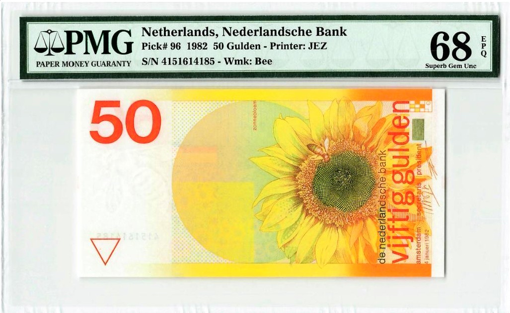 【Blue Auction】✨世界纸币精拍第309期——莫总专场XVII【精】 荷兰 1982年50盾 PMG68EPQ 超高分 经典向日葵