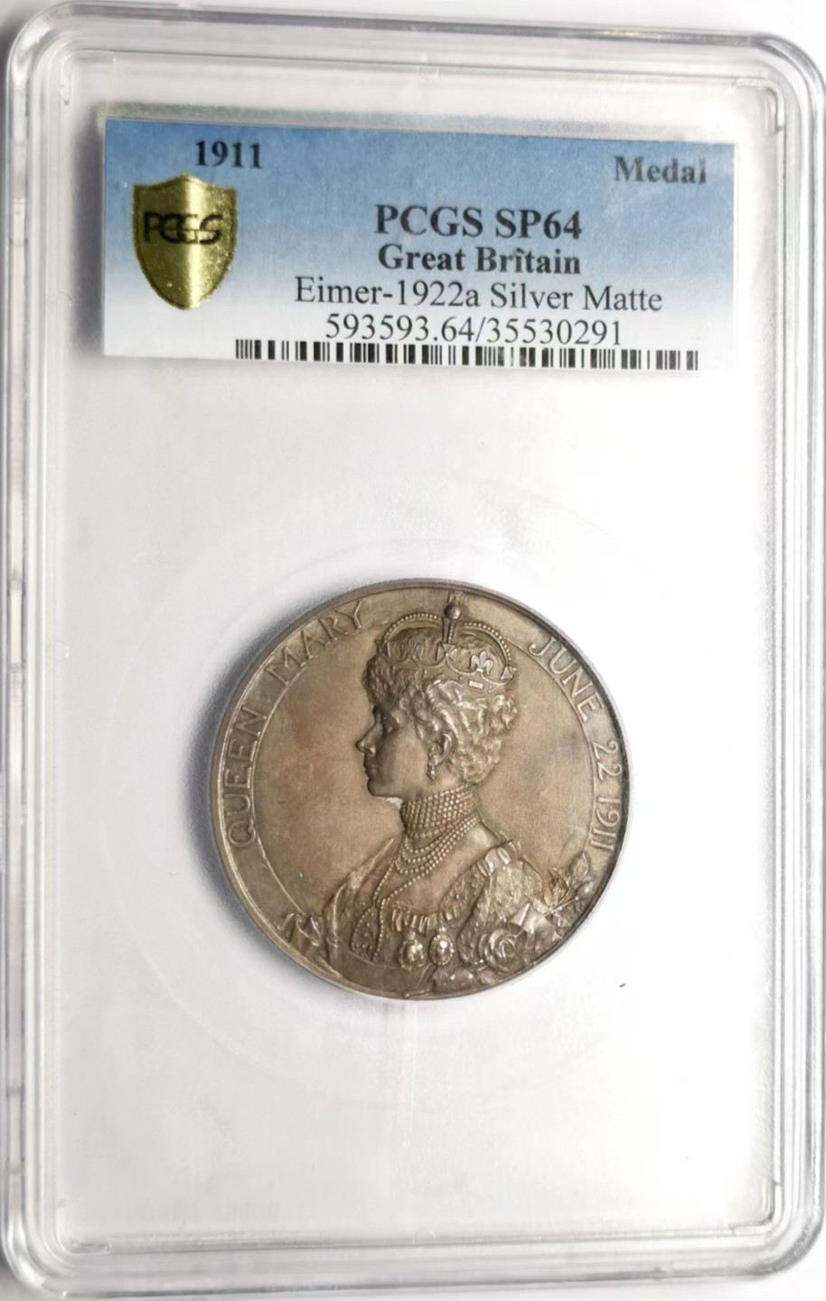 凡希社世界钱币微拍第二百三十四期 1911英国乔五加冕纪念银章PCGS-SP64