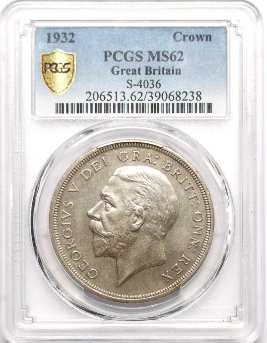 凡希社世界钱币微拍第二百三十四期 1932英国乔五花冠克朗PCGS-MS62浅灰彩！