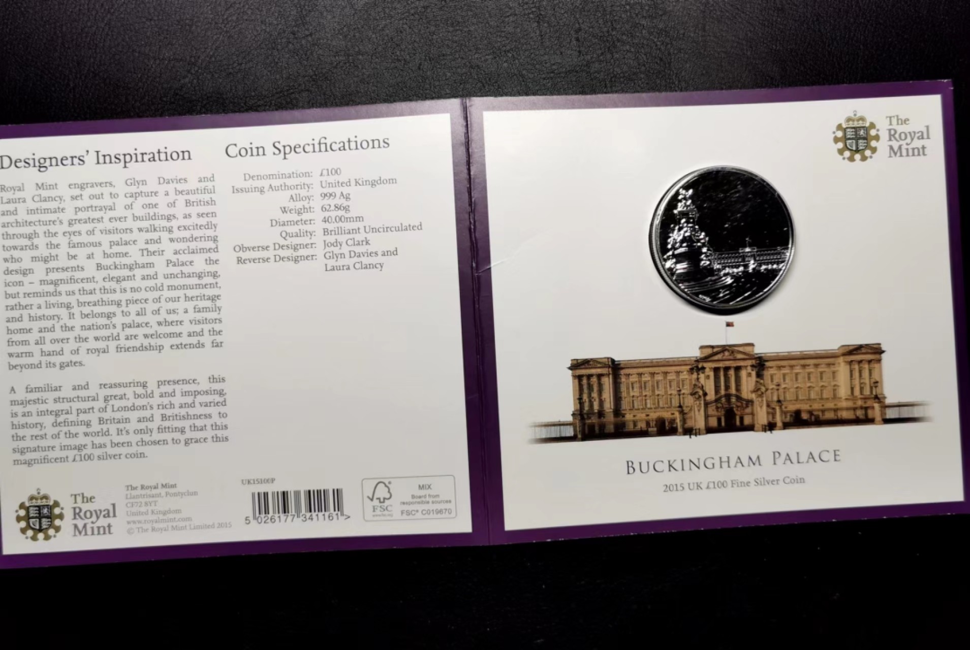 凡希社世界钱币微拍第二百三十四期 2015英国白金汉宫100英镑纪念银币原封