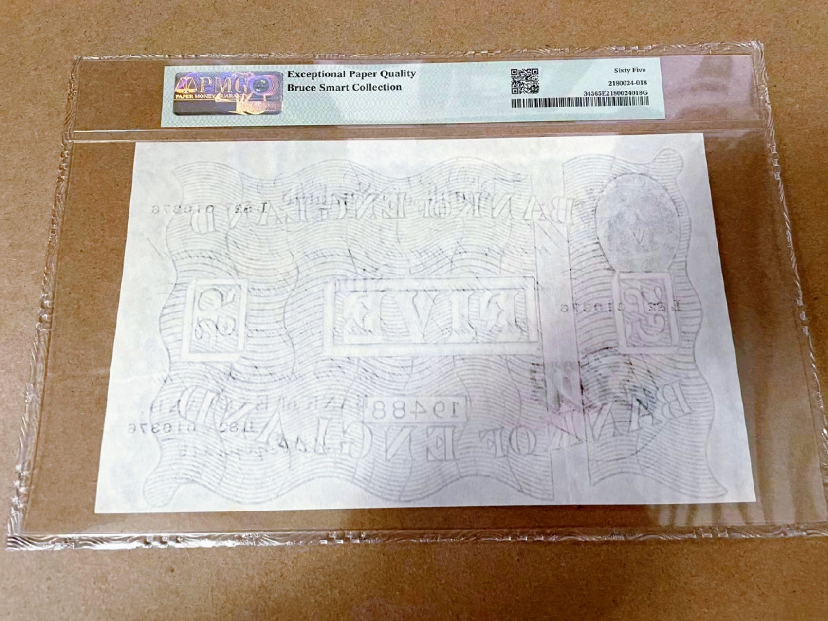 【Blue Auction】✨世界纸币精拍第309期——莫总专场XVII【精】 【名家旧藏加分 K.O.Peppiatt】英国 1947年5镑白镑 超大票幅 PMG65EPQ 绝品 满版水印