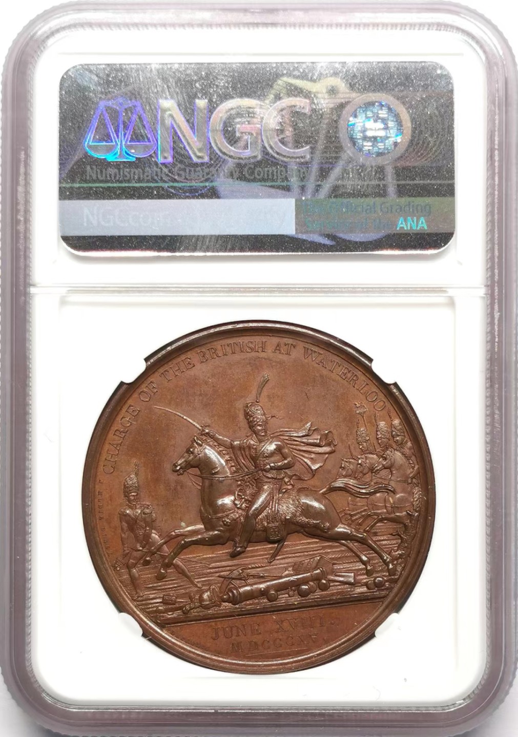 凡希社世界钱币微拍第二百三十四期 1820英国滑铁卢的冲锋亨利威廉纪念铜章NGC-MS64
