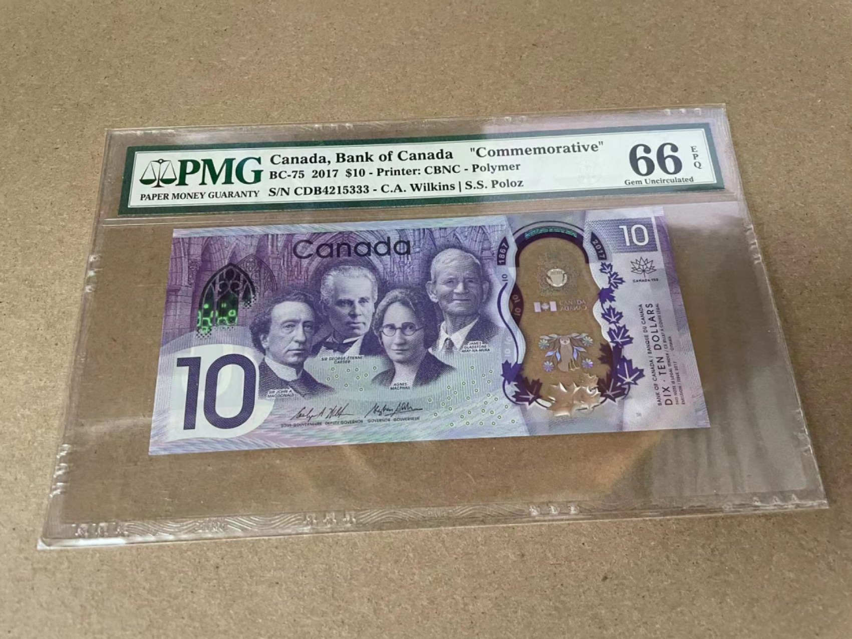 【Blue Auction】✨世界纸币精拍第309期——莫总专场XVII【精】 【333豹子号】加拿大 2017年10元 PMG66EPQ 