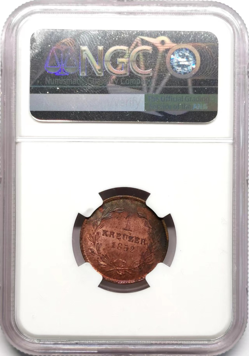 凡希社世界钱币微拍第二百三十四期 1852巴登头像版1K铜币NGC-MS62