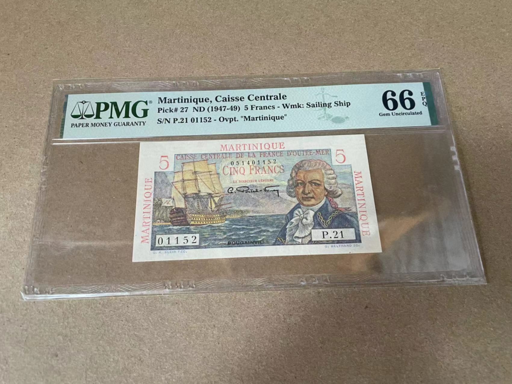 【Blue Auction】✨世界纸币精拍第309期——莫总专场XVII【精】 【无47】马提尼克 1947-49年5法郎 PMG66EPQ 