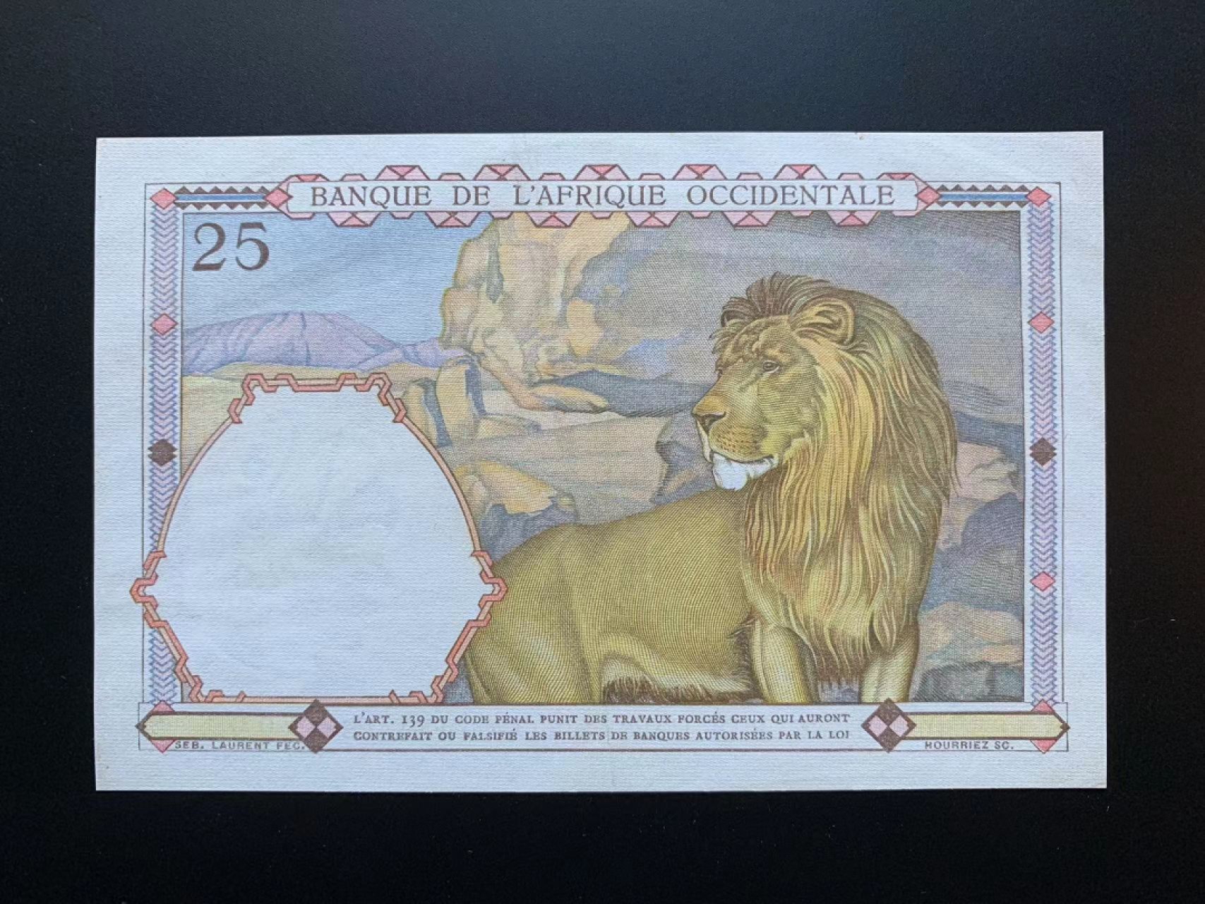 【Blue Auction】✨世界纸币精拍第309期——莫总专场XVII【精】 法属西非 1942年25法郎 AU 