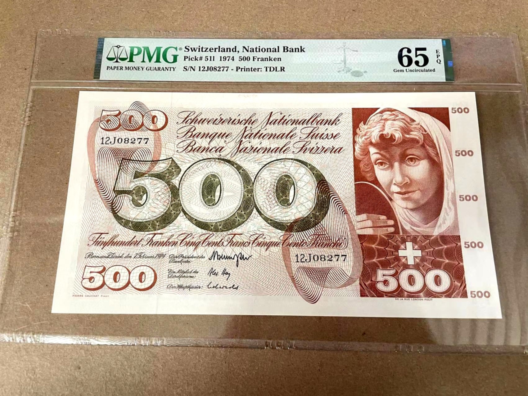 【Blue Auction】✨世界纸币精拍第309期——莫总专场XVII【精】 瑞士 1974年500法郎 PMG65EPQ 青春泉 超大票幅 设计精美 