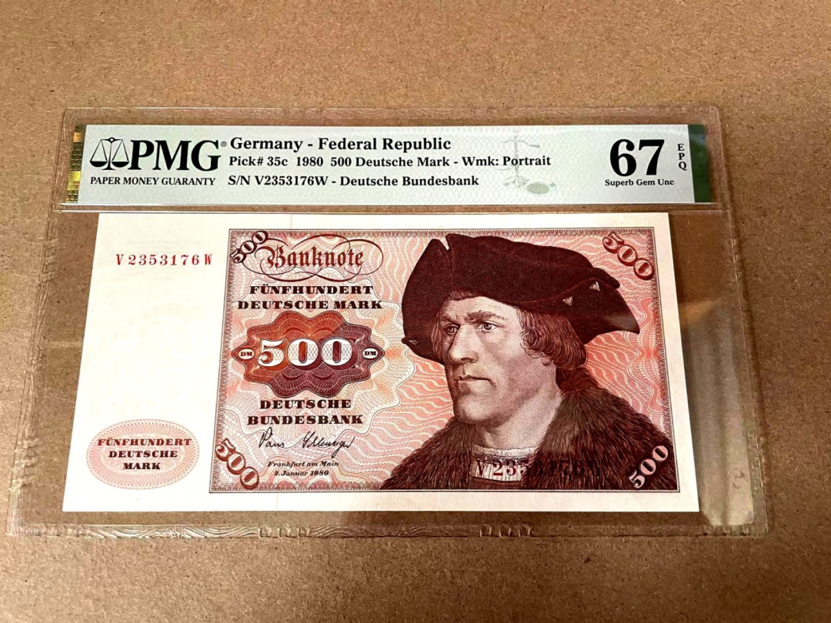 【Blue Auction】✨世界纸币精拍第309期——莫总专场XVII【精】 德国 1980年500马克 经典大副 雕刻精美 PMG67EPQ 高分