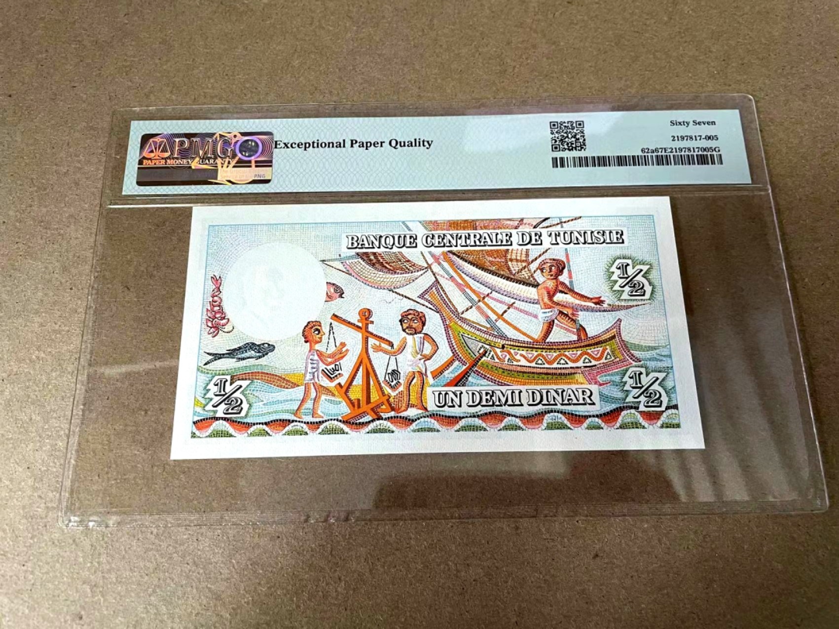 【Blue Auction】✨世界纸币精拍第309期——莫总专场XVII【精】 【无47】突尼斯 经典彩背 1965年1/2第纳尔 PMG67EPQ 高分少见