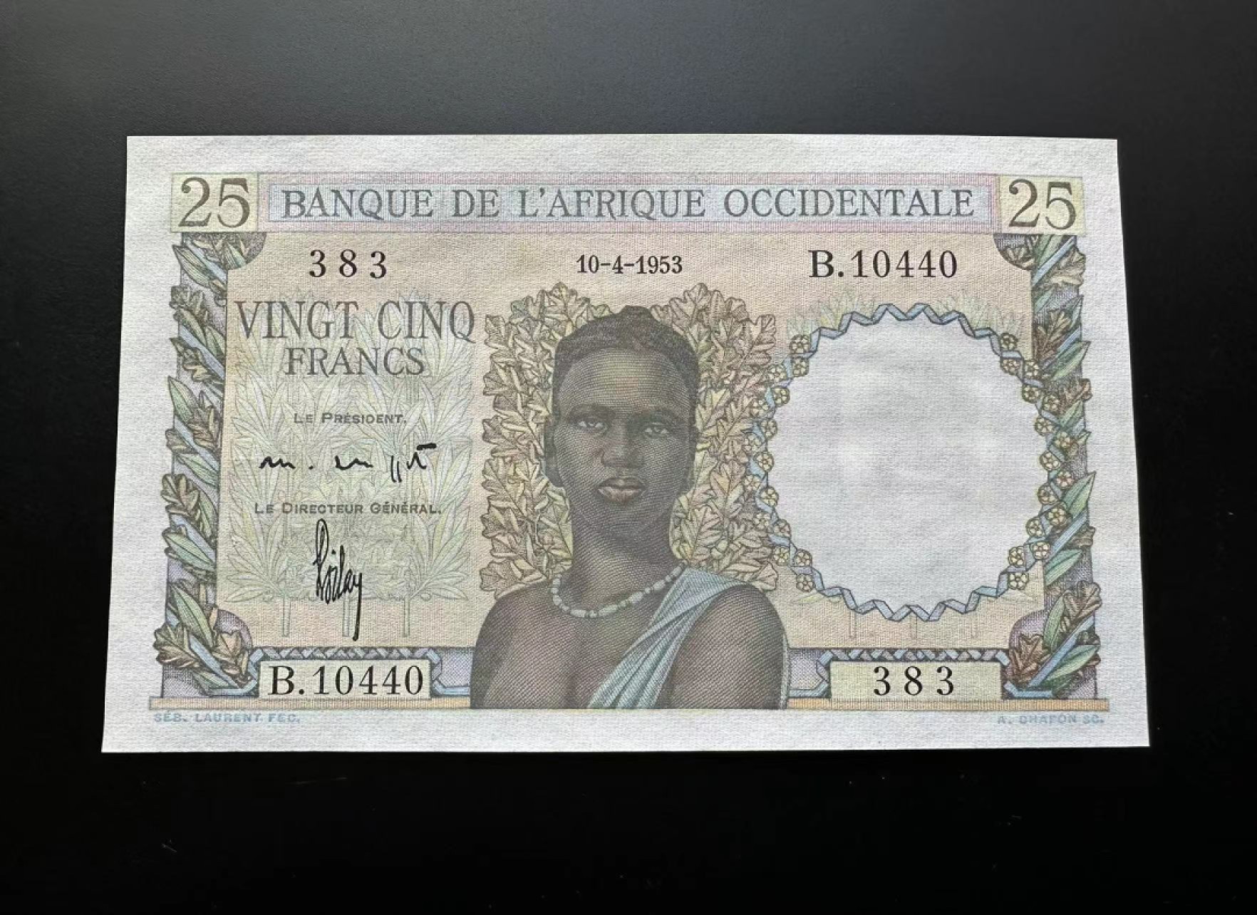 【Blue Auction】✨世界纸币精拍第309期——莫总专场XVII【精】 法属西非 1953年25法郎 AU+