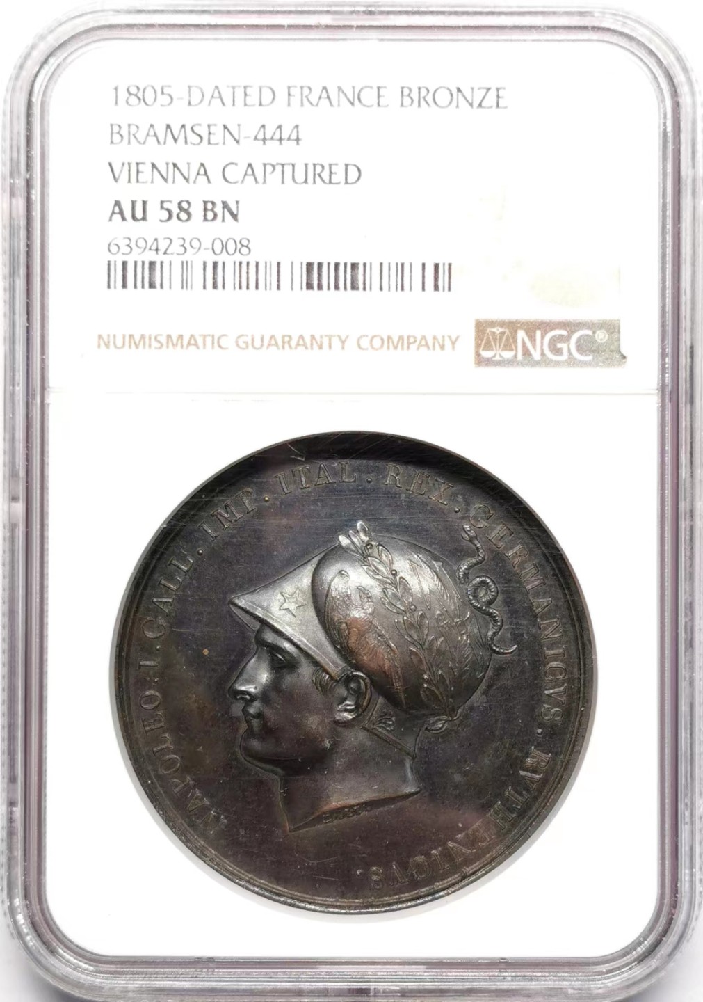 凡希社世界钱币微拍第二百三十四期 1805法国拿破仑攻占维也纳纪念铜章NGC-AU58
