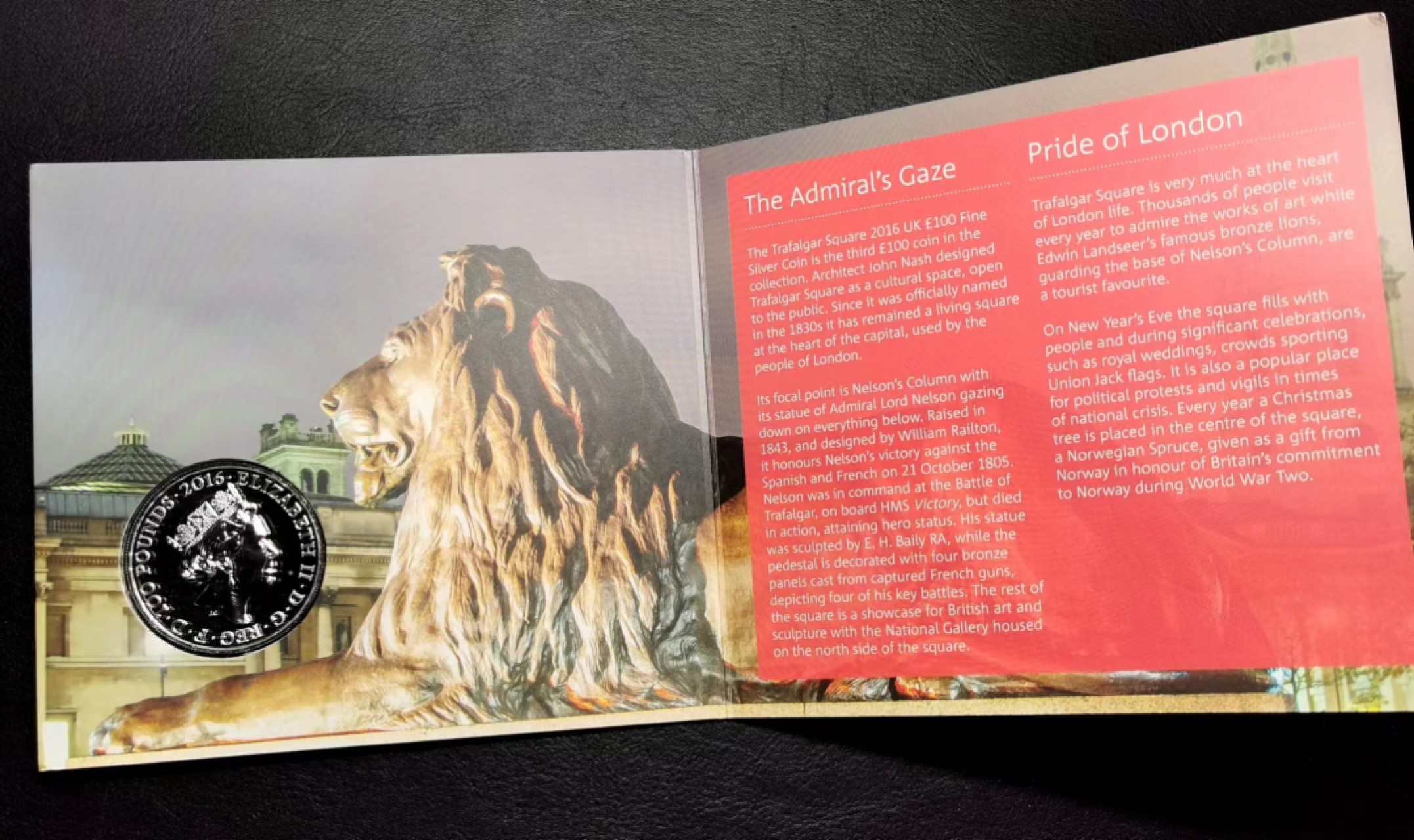 凡希社世界钱币微拍第二百三十四期 2016英国特拉法加100英镑纪念银币原封