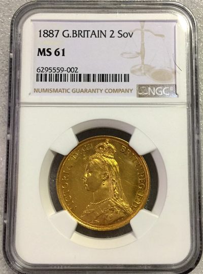 方圆集藏首期专场 - NGCMS61分英国1887年维多利亚2索维林 2金榜马剑金币