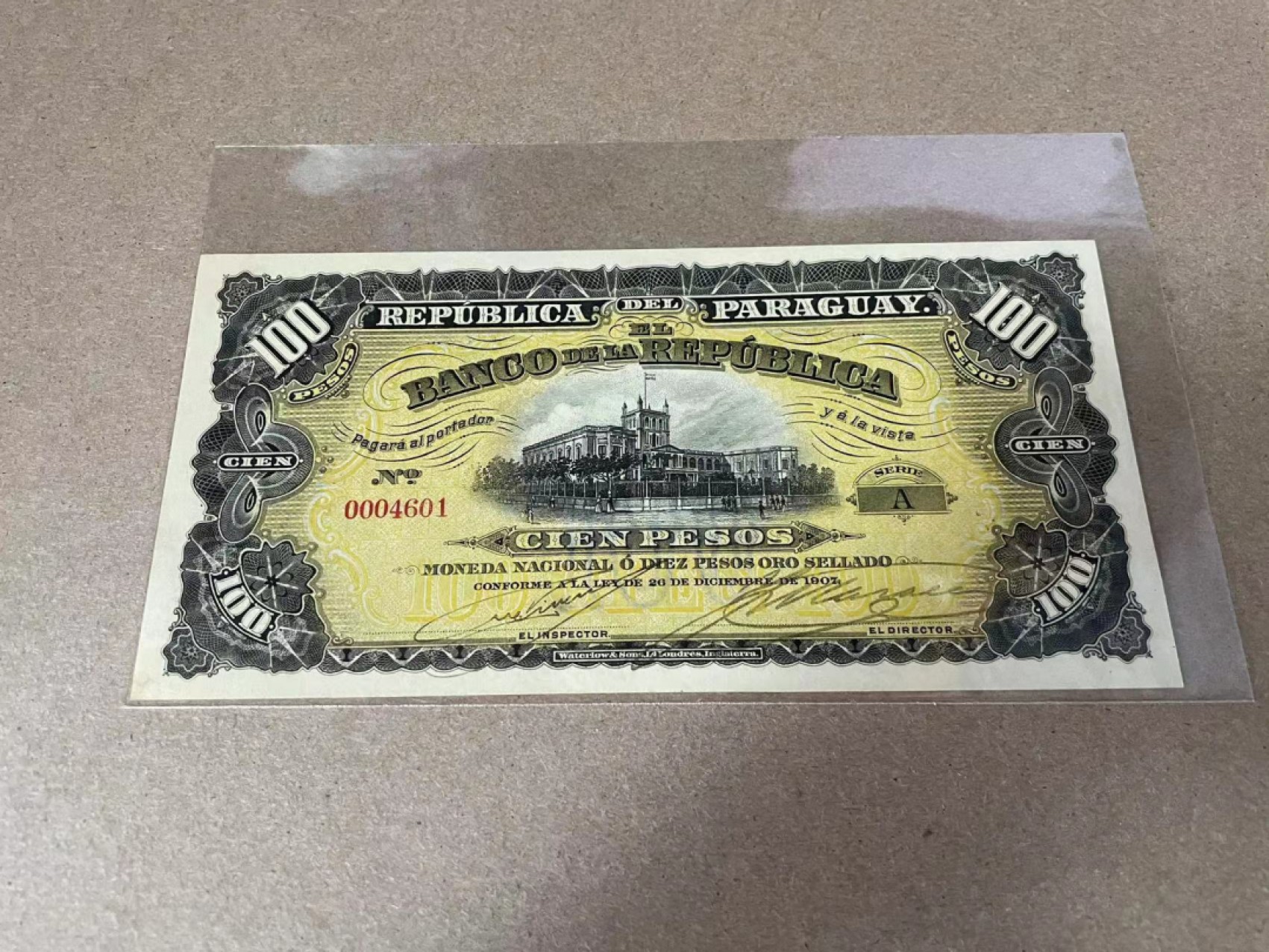【Blue Auction】✨世界纸币精拍第309期——莫总专场XVII【精】 【千位小号】巴拉圭 早期 1907年100比索  UNC-