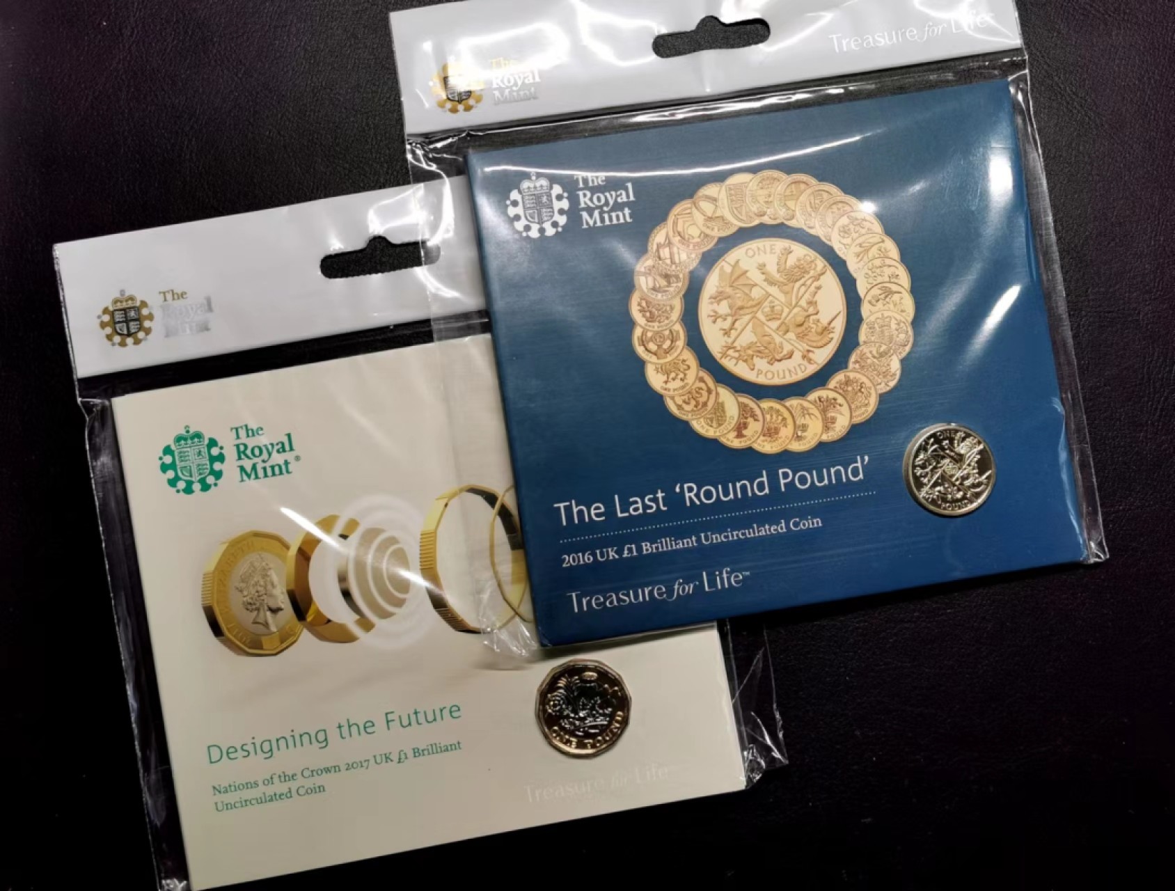 凡希社世界钱币微拍第二百三十四期 2016/17英国最后的圆形英镑&第一枚多边形英镑两枚一组原封