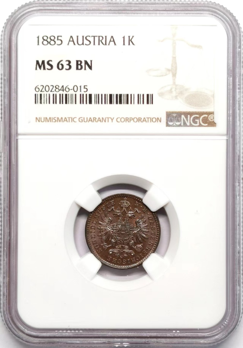 凡希社世界钱币微拍第二百三十四期 1885奥地利1K铜币NGC-MS63