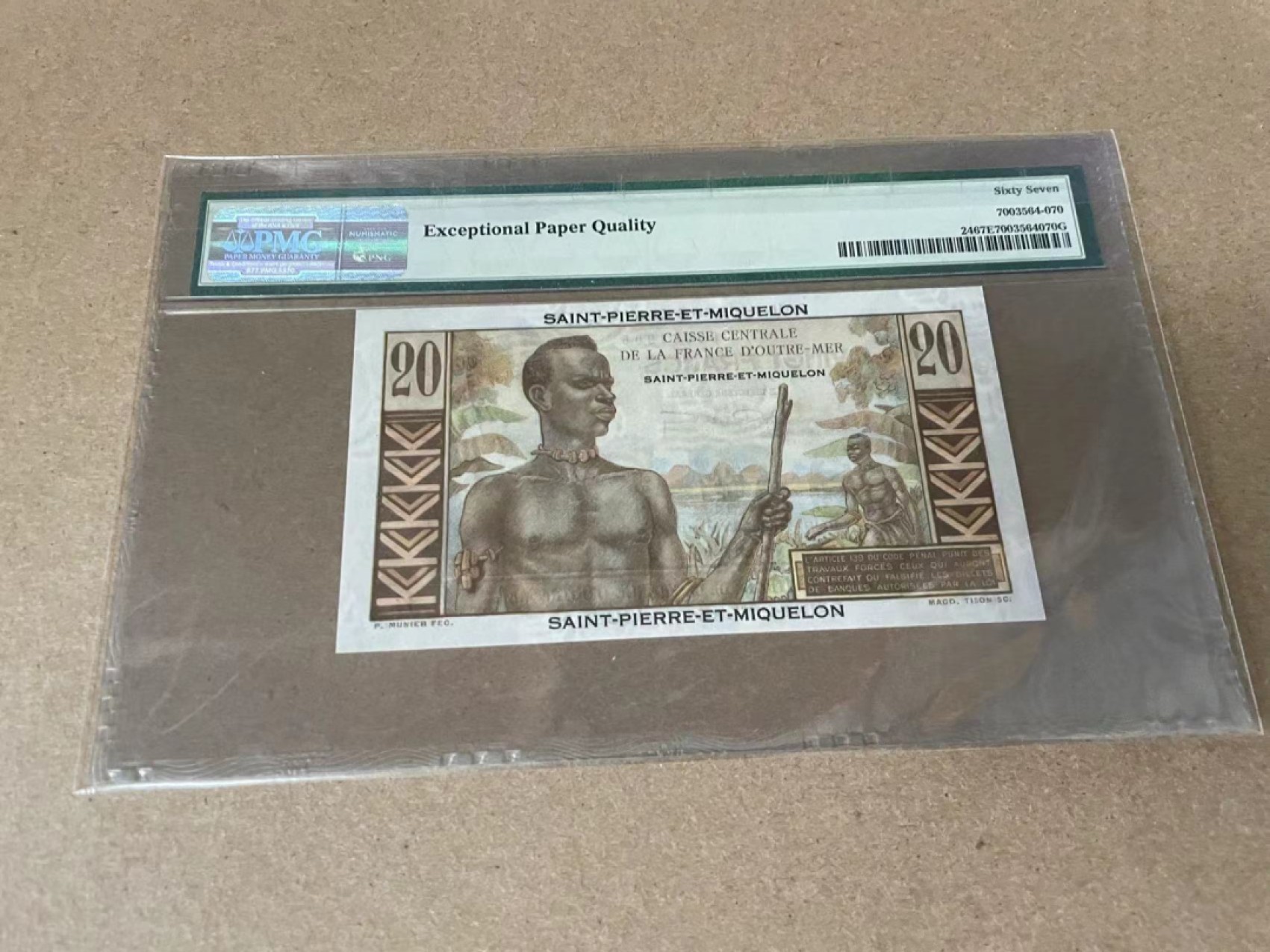 【Blue Auction】✨世界纸币精拍第309期——莫总专场XVII【精】 圣皮埃尔和密克隆 1950-60年20法郎 PMG67EPQ 