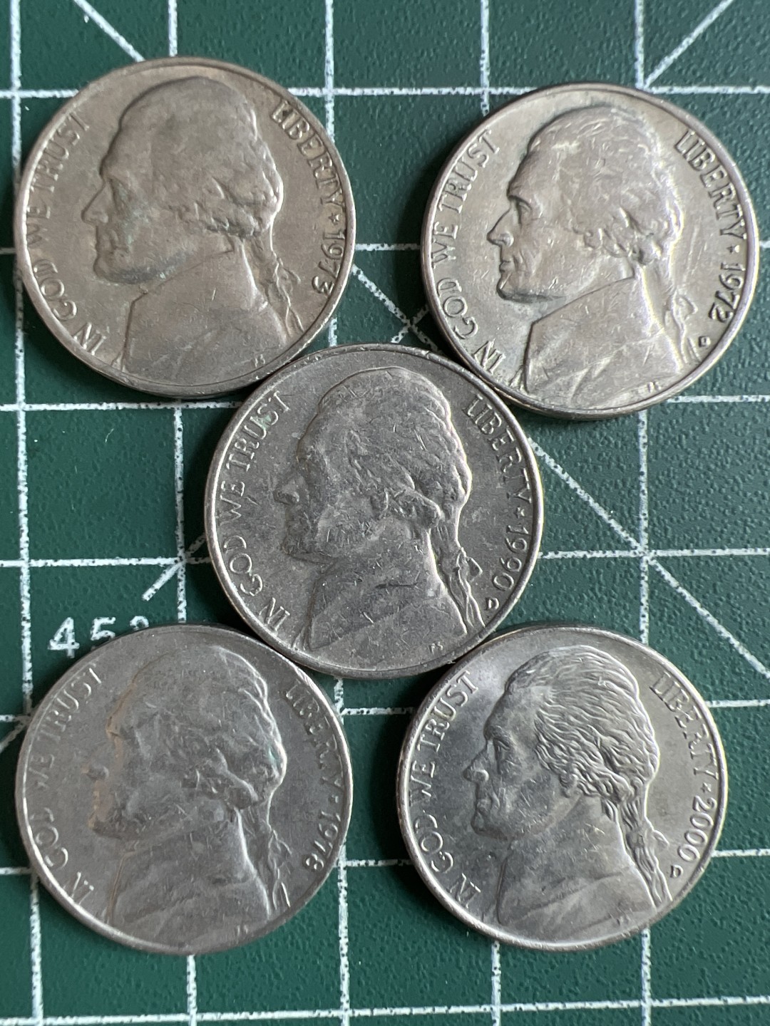 泡泡堂第285期  世界硬币 （无押金，捡漏，全场20包邮，偏远地区除外，接收代拍业务） 五美分五枚