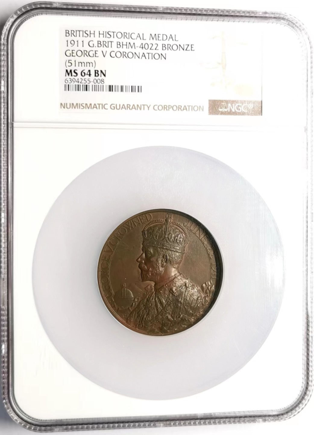 凡希社世界钱币微拍第二百三十四期 1911英国乔五加冕纪念铜章NGC-MS64