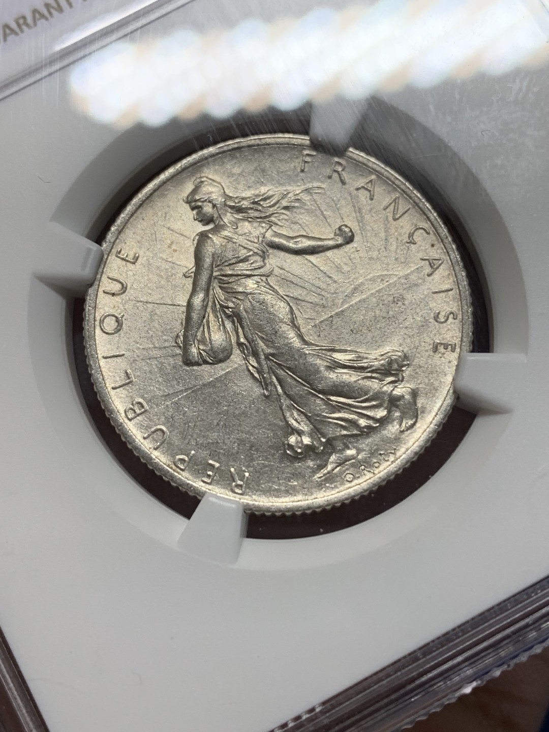 《竞宝斋》第149场-周日，周一，周四 3场 (全场包邮) NGC-MS62 法国1917年 播种女神2法郎银币 顶级品相