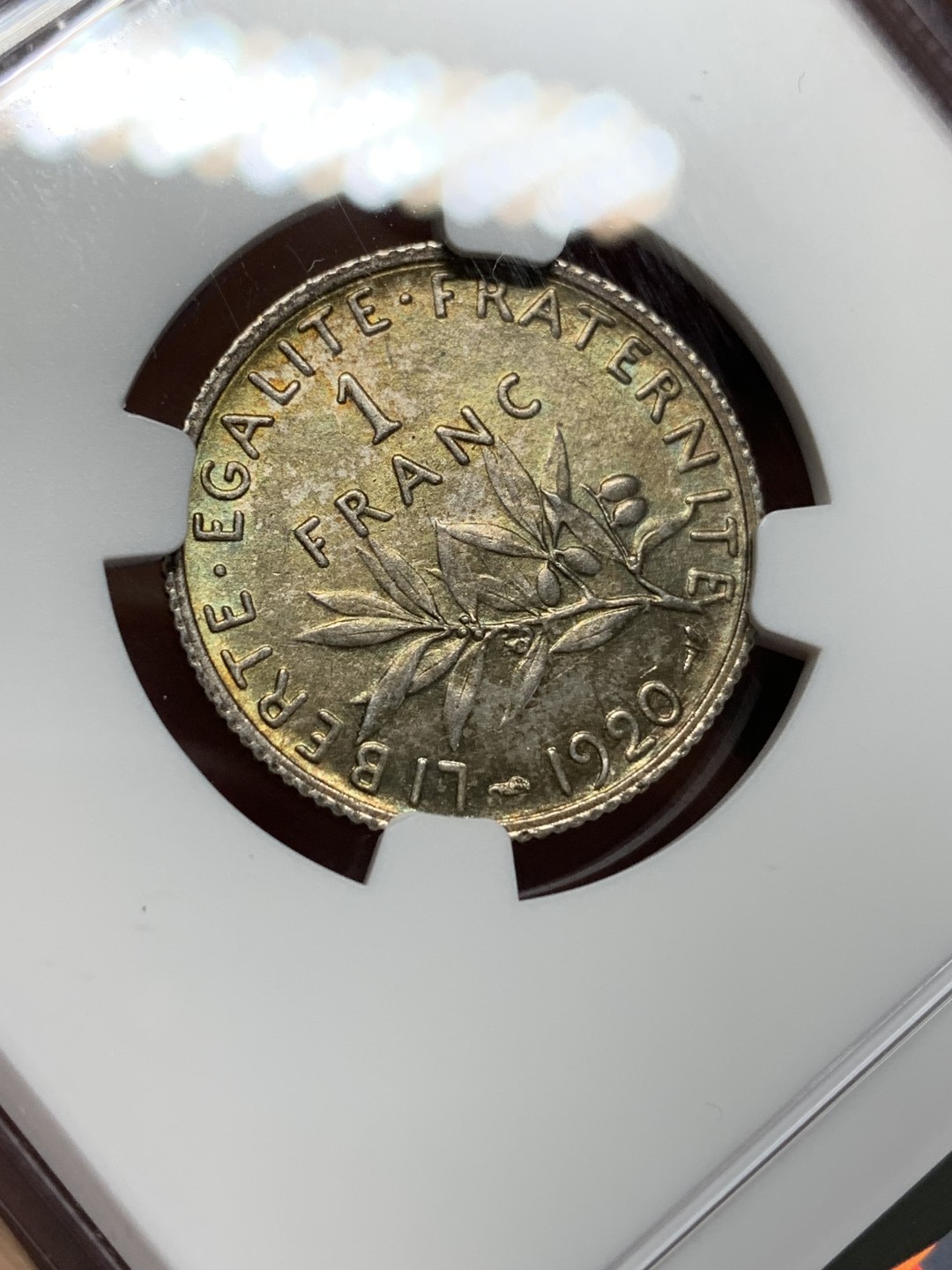 《竞宝斋》第149场-周日，周一，周四 3场 (全场包邮) NGC-MS63 法国1920年 播种女神1法郎银币 好品代彩 非常漂亮