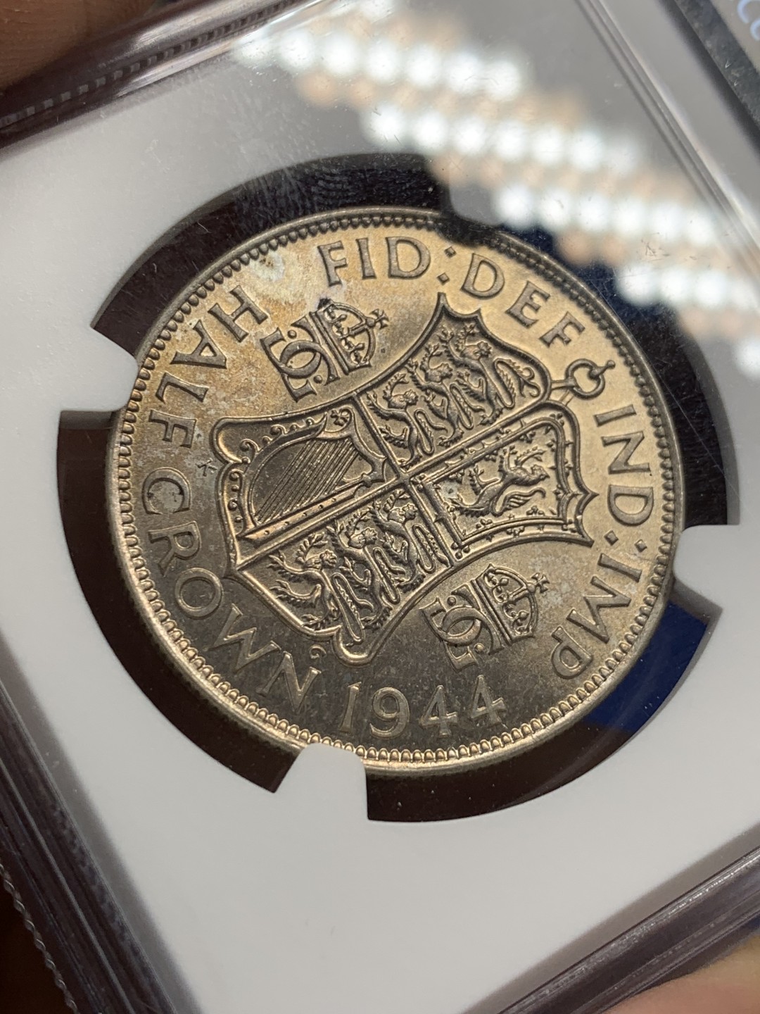 《竞宝斋》第149场-周日，周一，周四 3场 (全场包邮) NGC-MS63 英国1944年乔治六世半克朗银币 好状态