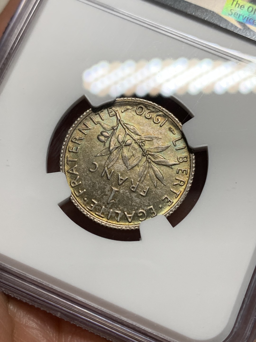 《竞宝斋》第149场-周日，周一，周四 3场 (全场包邮) NGC-MS63 法国1920年 播种女神1法郎银币 好品代彩 非常漂亮