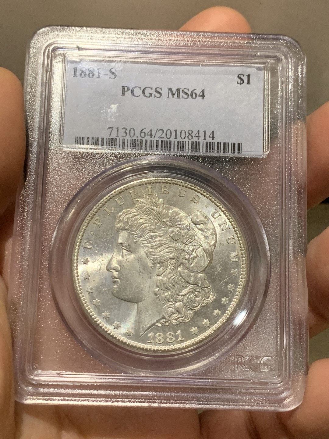 《竞宝斋》第149场-周日，周一，周四 3场 (全场包邮) PCGS-MS64 美国 1881年 摩根大银币 原光好品  细节极好