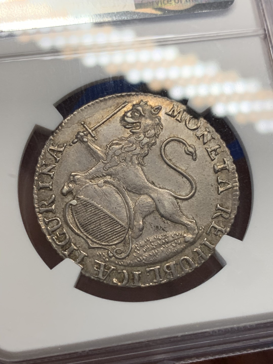 《竞宝斋》第149场-周日，周一，周四 3场 (全场包邮) NGC-AU53 苏黎世 1758年 景观半泰勒 打制清晰，状态尚可