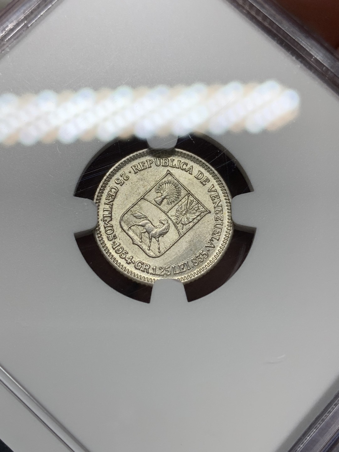 《竞宝斋》第149场-周日，周一，周四 3场 (全场包邮) NGC-MS64 委内瑞拉1954年 25分银币 顶级品相