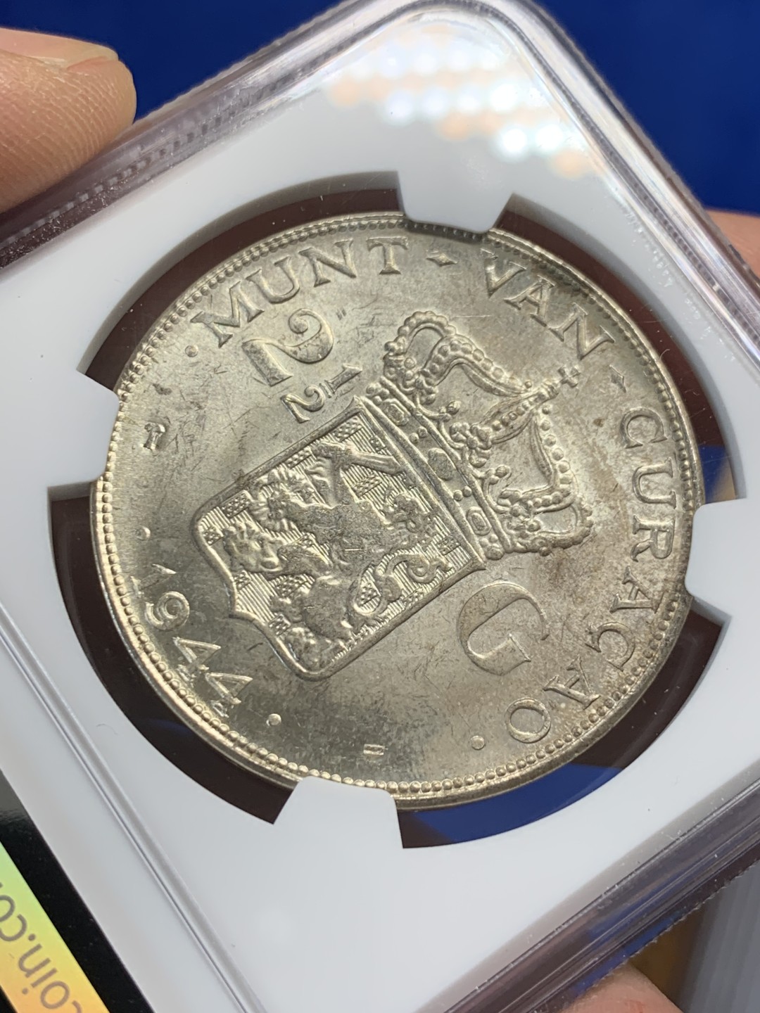 《竞宝斋》第149场-周日，周一，周四 3场 (全场包邮) NGC-UNC 荷属库拉索 1944年 威廉米娜2.5盾大银币 殖民地系列 好品稀少