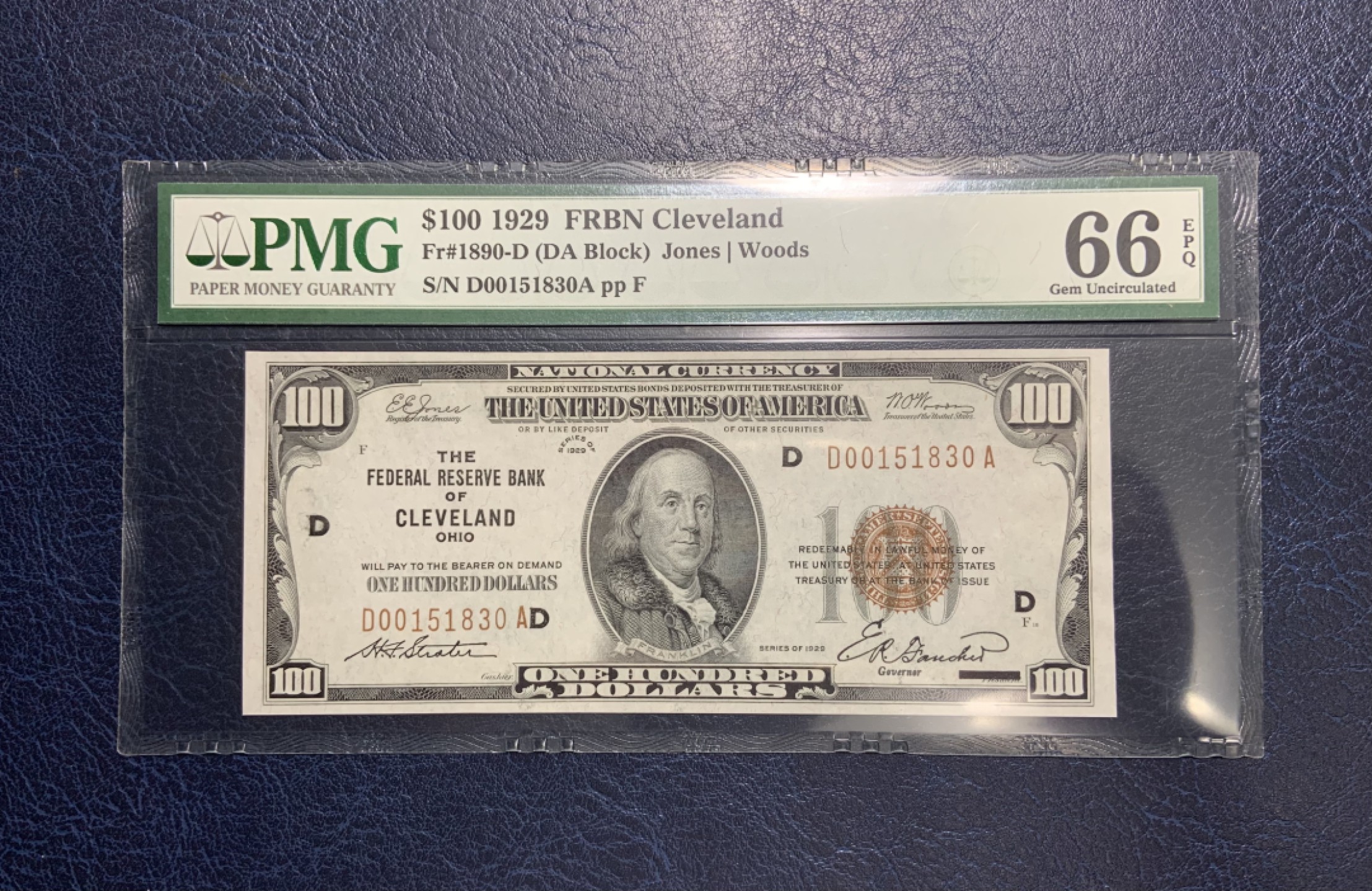 收藏联盟Quantum Auction 第246期拍卖 美国1929年联邦储备银行券100美元 PMG66 全程无47 稀少