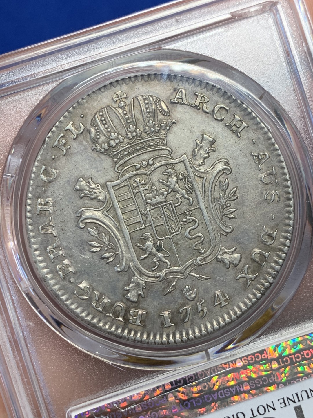 《竞宝斋》第149场-周日，周一，周四 3场 (全场包邮) PCGS AUD 奥属尼德兰1754R稀少末年版1泰勒，全深打，高点俱在