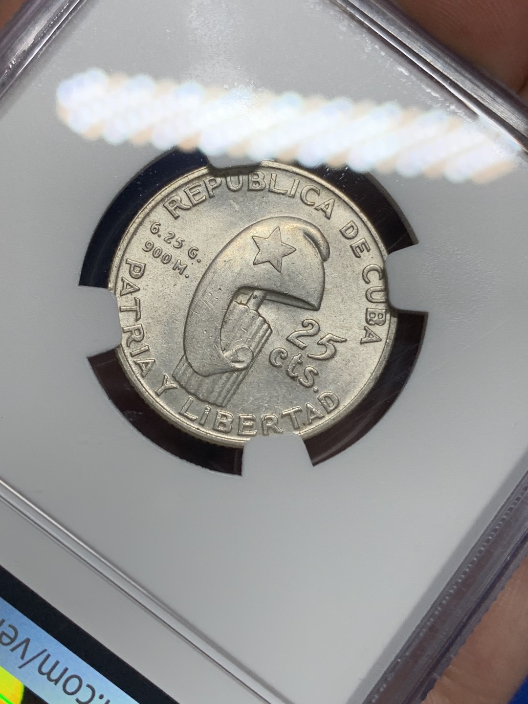 《竞宝斋》第149场-周日，周一，周四 3场 (全场包邮) NGC-MS62 古巴1953年 马丁百年纪念 25分银币