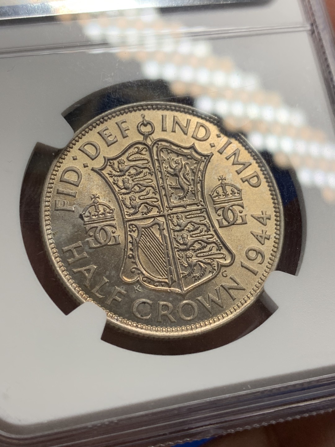 《竞宝斋》第149场-周日，周一，周四 3场 (全场包邮) NGC-MS63 英国1944年乔治六世半克朗银币 好状态