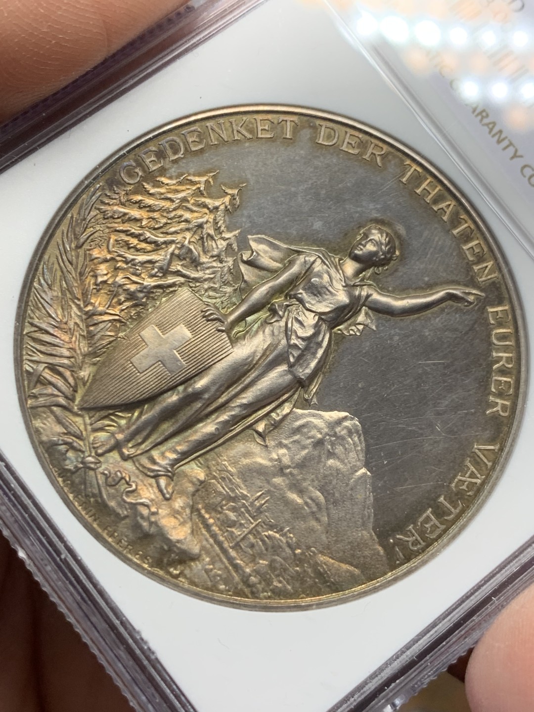 《竞宝斋》第149场-周日，周一，周四 3场 (全场包邮) NGC-UNC 瑞士1892年 格拉鲁斯 射击节银章 细节好 包浆漂亮