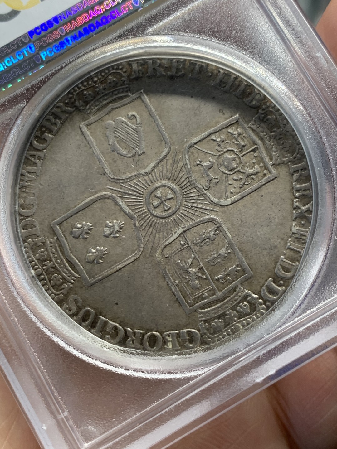 《竞宝斋》第149场-周日，周一，周四 3场 (全场包邮) 唯一冠军分！PCGS AU58 1723年 德国布伦瑞克野人1泰勒大银币 淡灰色包浆 状态舒服 一步到位的藏品 包浆好 加厚盒装