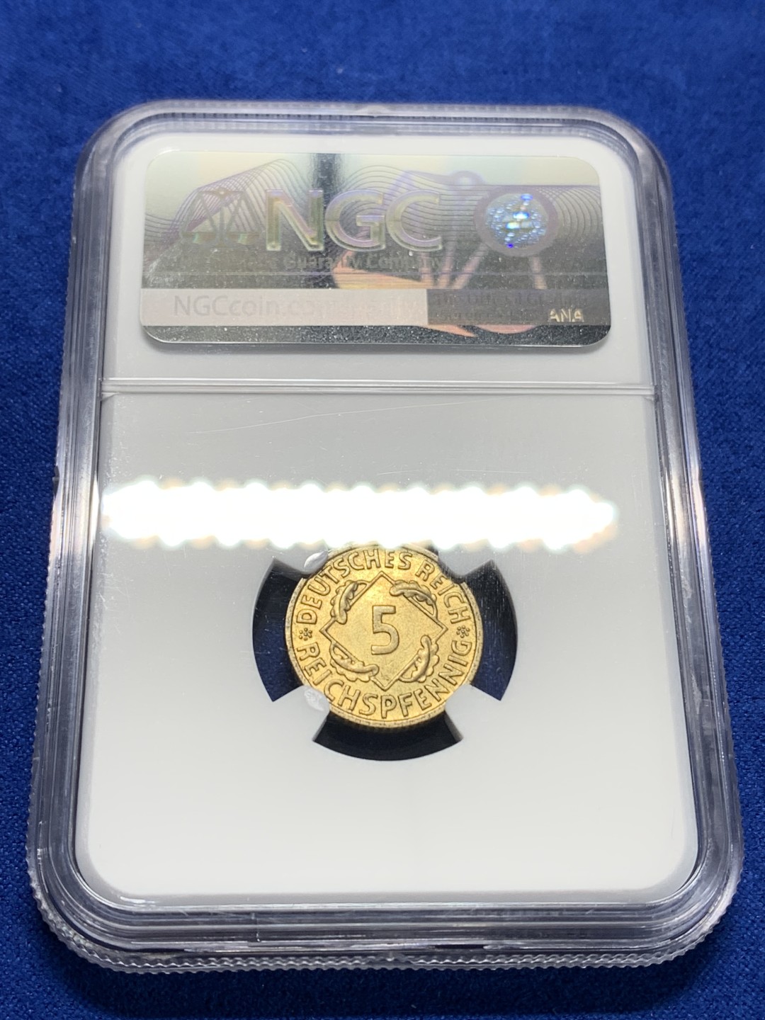 《竞宝斋》第149场-周日，周一，周四 3场 (全场包邮) NGC-MS64 魏玛德国1936年F厂5芬尼铜币