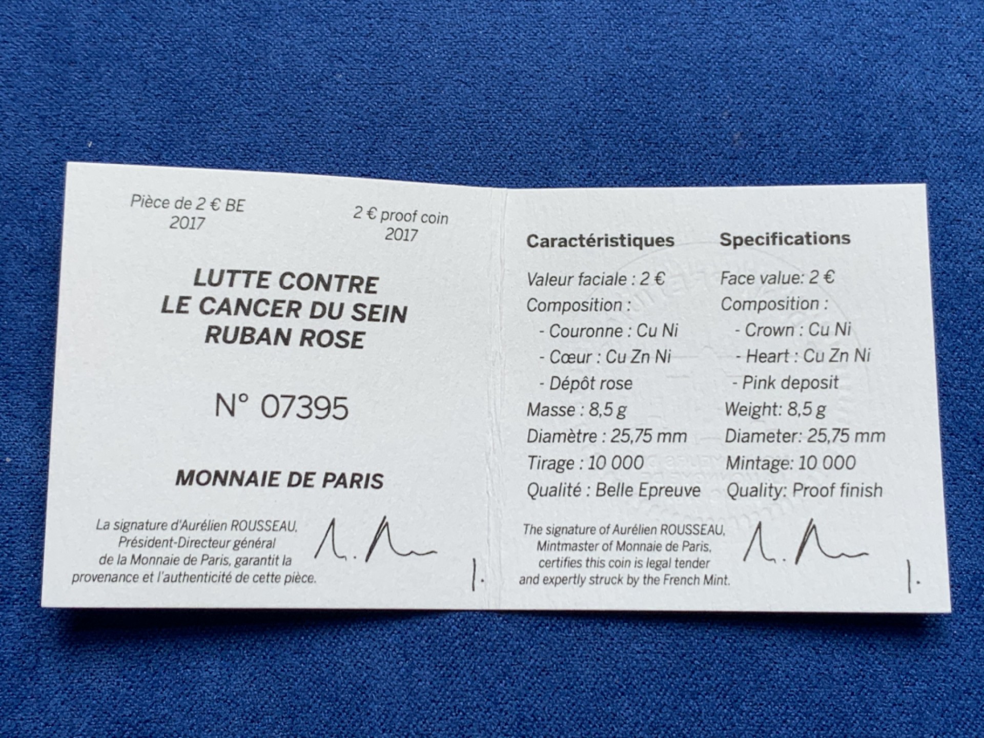 《竞宝斋》第149场-周日，周一，周四 3场 (全场包邮) 2017年 法国 红丝带 精制2欧元原盒