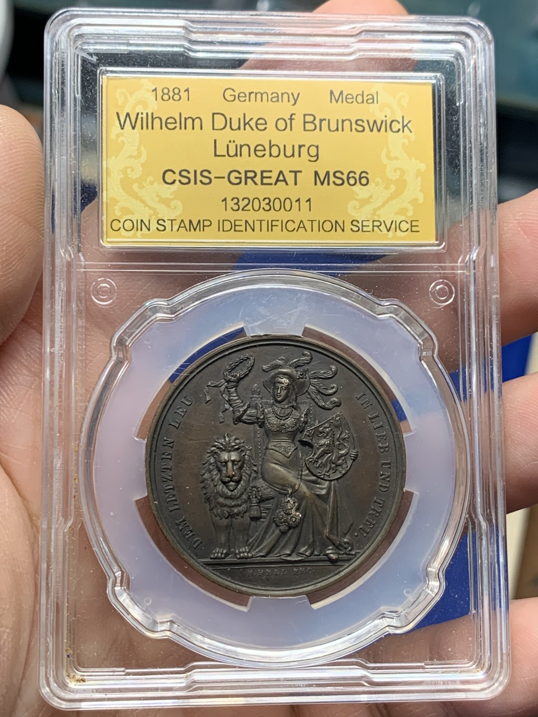 《竞宝斋》第149场-周日，周一，周四 3场 (全场包邮) 信泰MS66  1881年德国 杜克公爵铜章