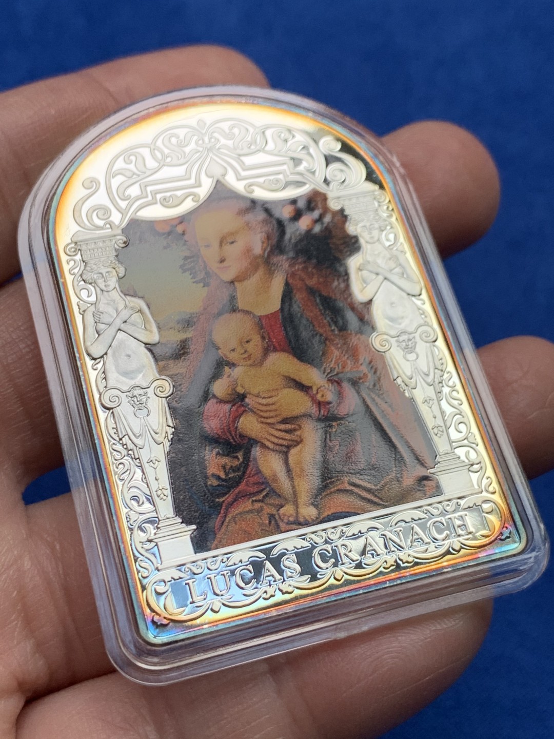 《竞宝斋》第149场-周日，周一，周四 3场 (全场包邮) 2012年安道尔名画圣母抱婴15元银币 50克 999银