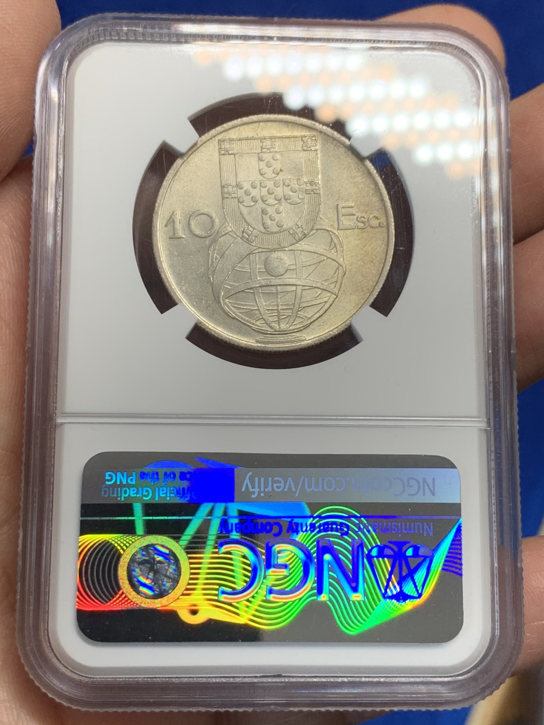 《竞宝斋》第149场-周日，周一，周四 3场 (全场包邮) NGC-MS64 葡萄牙1954年 大帆船10埃斯库多银币 顶极品相 好品粉光