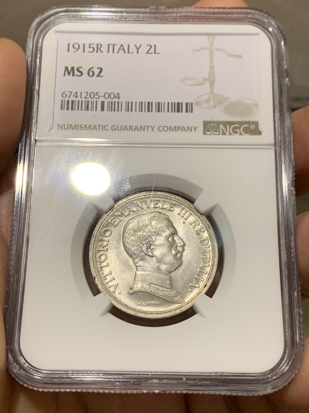 《竞宝斋》第149场-周日，周一，周四 3场 (全场包邮) NGC-MS62 意大利1915年2里拉马车银币 略有低评 可对比63状态