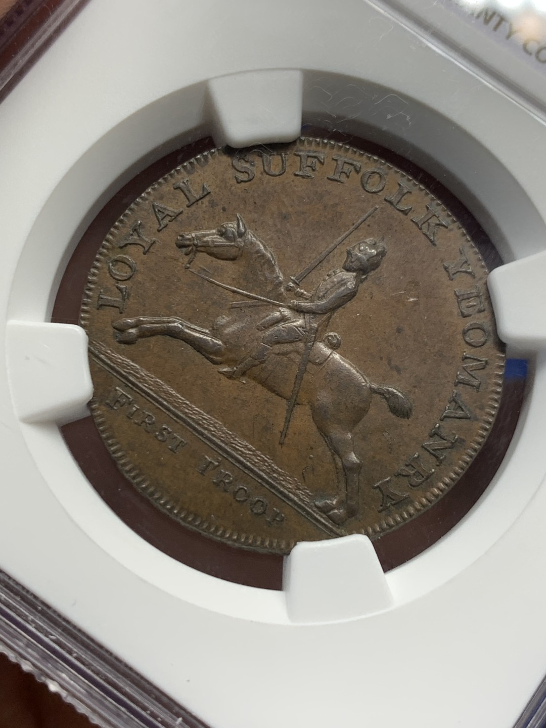 《竞宝斋》第149场-周日，周一，周四 3场 (全场包邮) NGC MS62BN 1794年英国Suffolk 1/2便士铜代币 罕见品种 底板丝滑