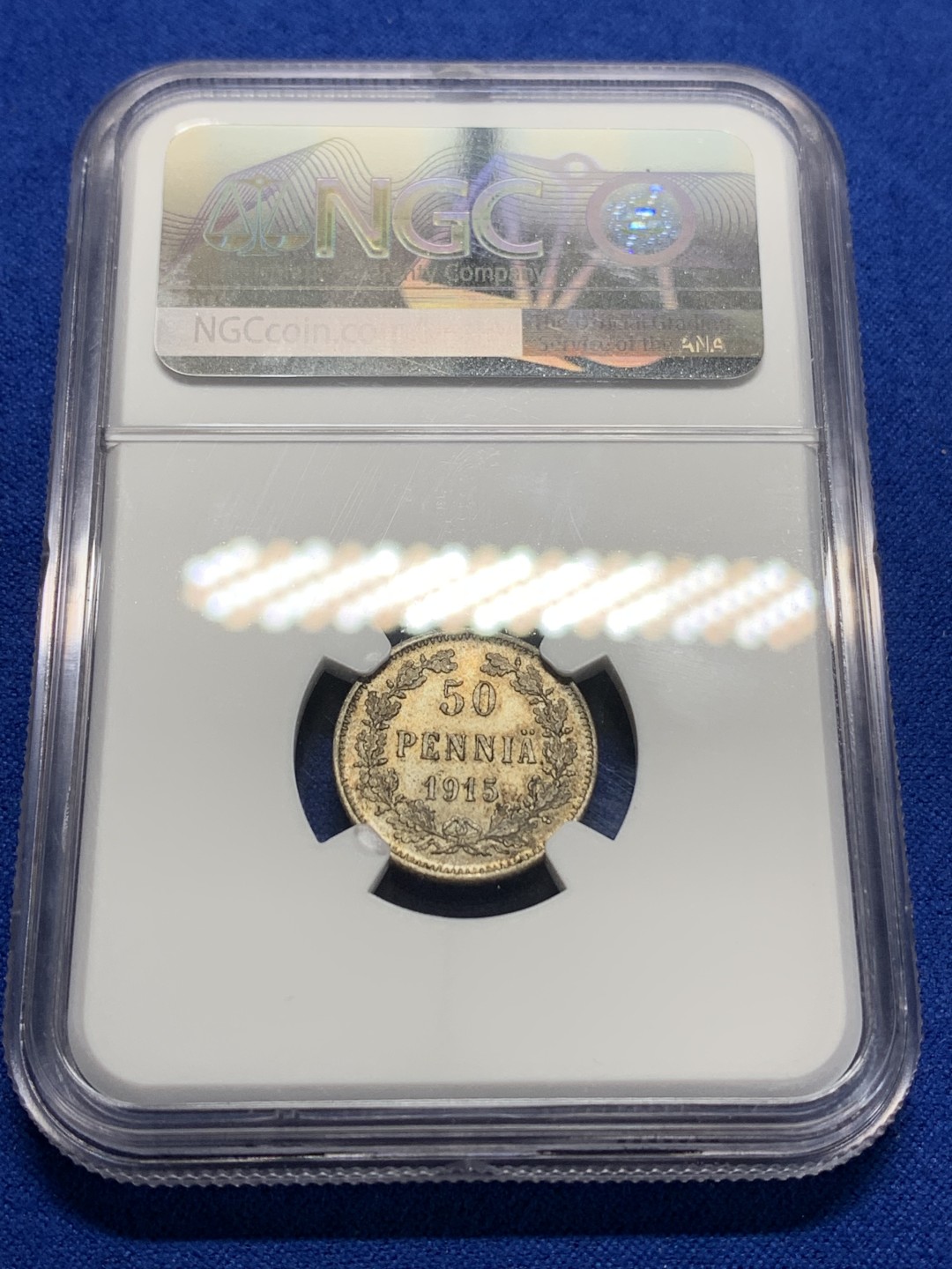 《竞宝斋》第149场-周日，周一，周四 3场 (全场包邮) NGC-MS64 芬兰1915年 双头鹰50P银币 顶级品相