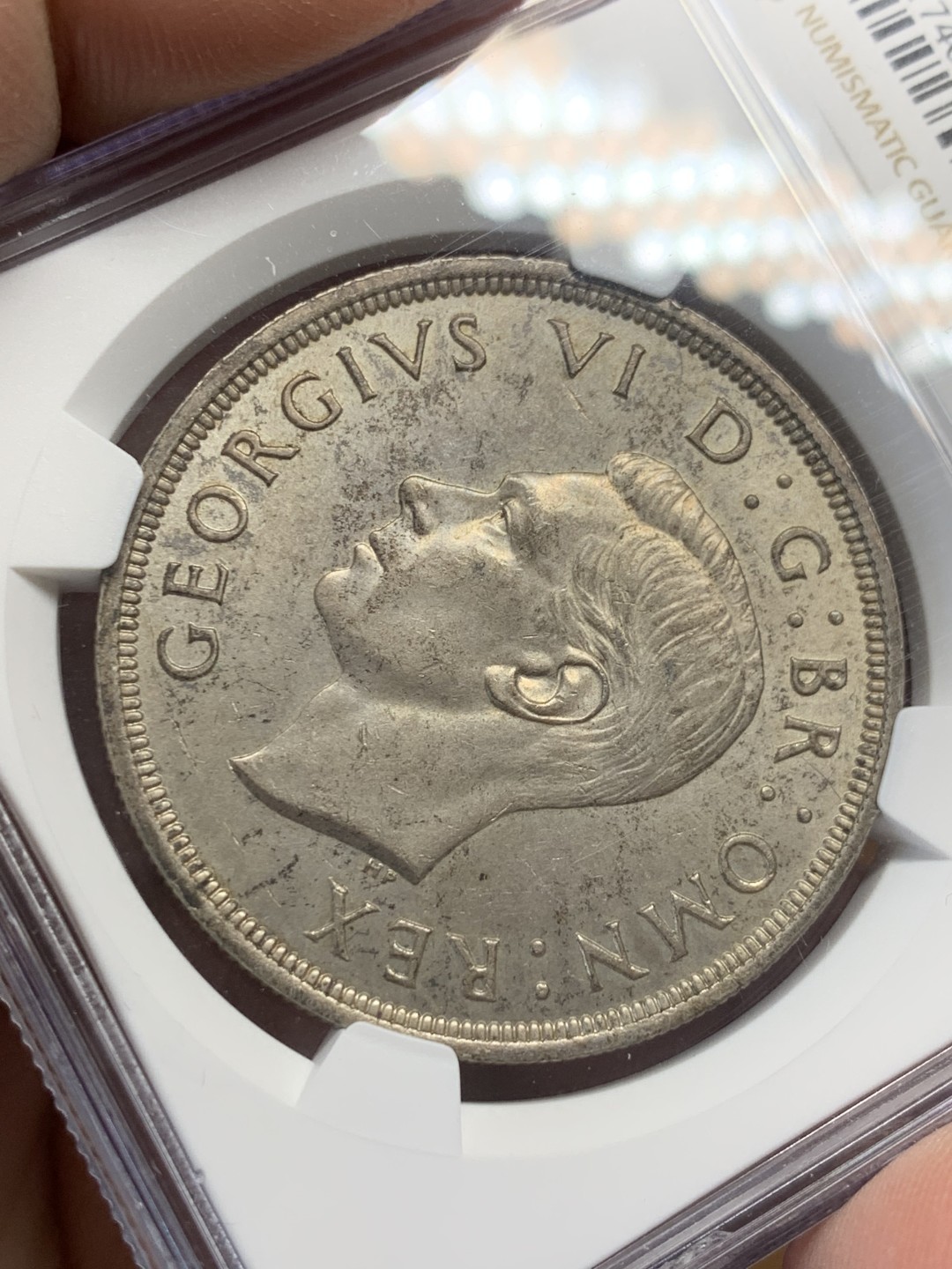 《竞宝斋》第149场-周日，周一，周四 3场 (全场包邮) NGC-MS62 英国 1937年 1克朗 乔治六世 大银币 原光好品 略带包浆 出分不易