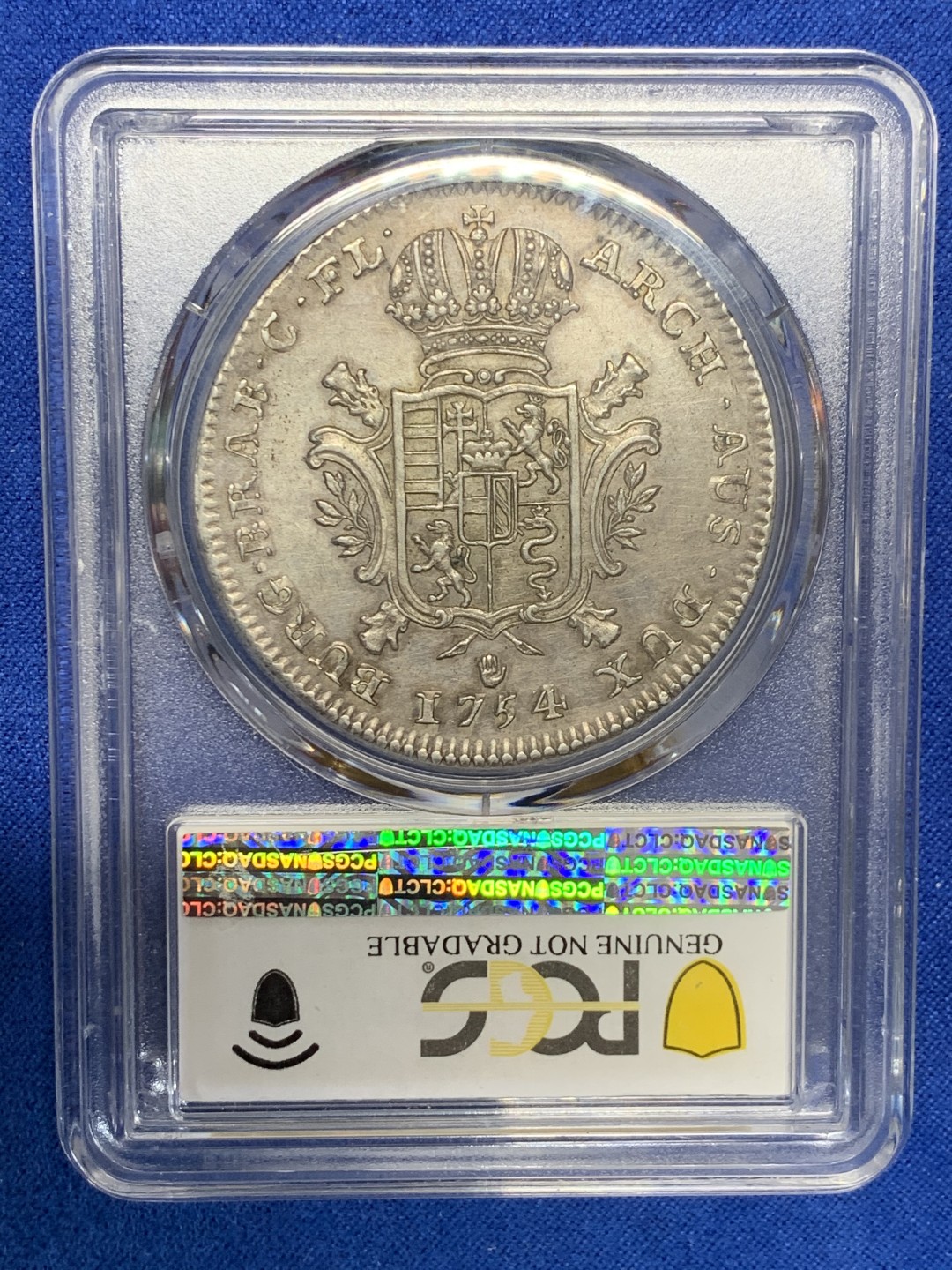 《竞宝斋》第149场-周日，周一，周四 3场 (全场包邮) PCGS AUD 奥属尼德兰1754R稀少末年版1泰勒，全深打，高点俱在